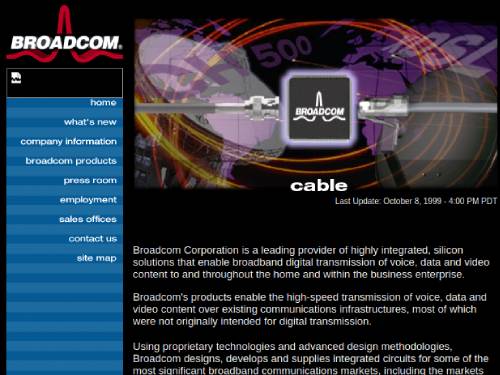 Broadcom's website. (1999)